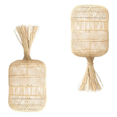 Two woven rattan lamps with tassels Bazar Bizar