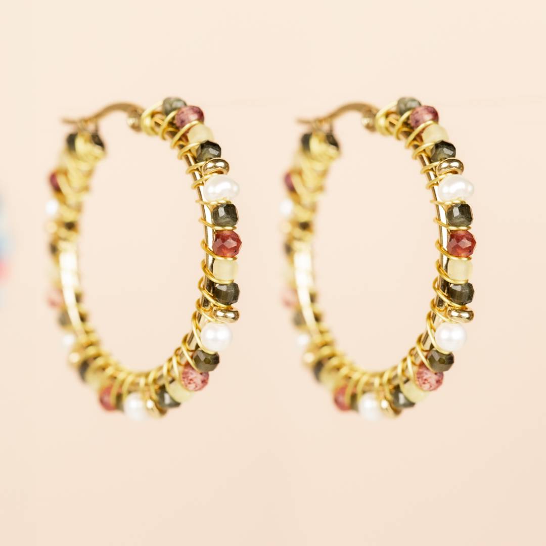 Muja Juma gemstone hoop earings yellow opal