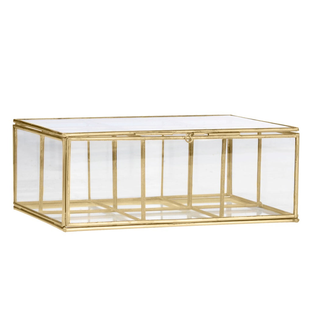 glass brass box 6 tier Madam Stoltz glazen doos 6 vaks