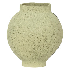 green heron vase with spots on them