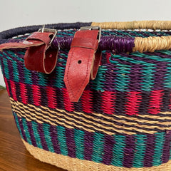 handwoven bike basket bicycle fietsmand blue elephant grass