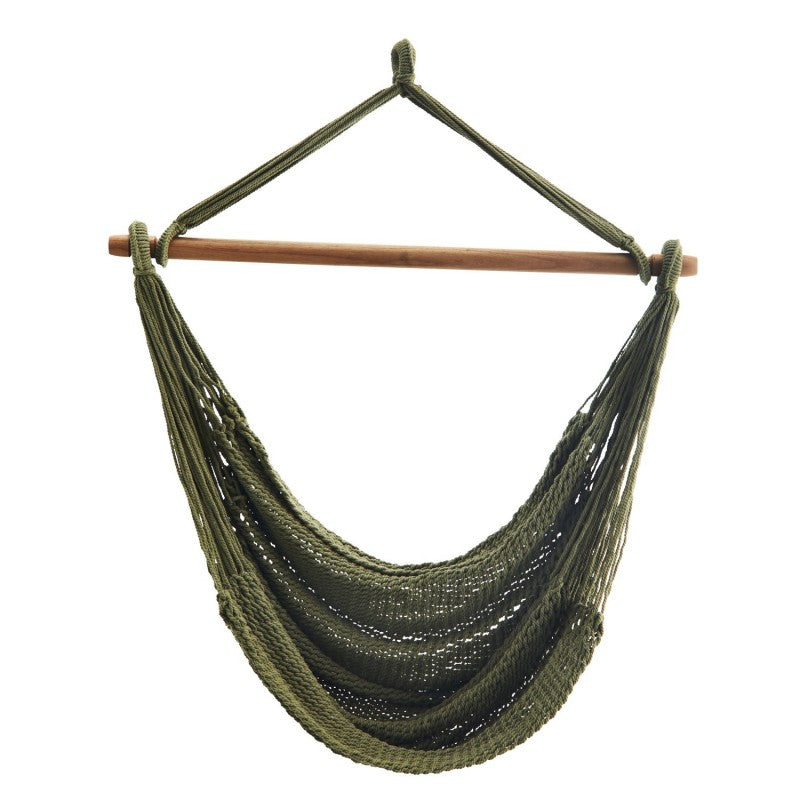 Madam Stoltz hanging chair knitted green