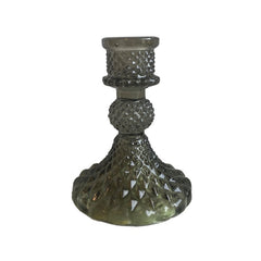 small recycled glass candlestick harlequin dusty green By Room