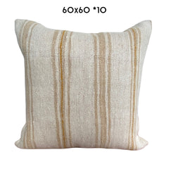 vintage hemp cushion 60x60cm brown stripes unique kilim pillow