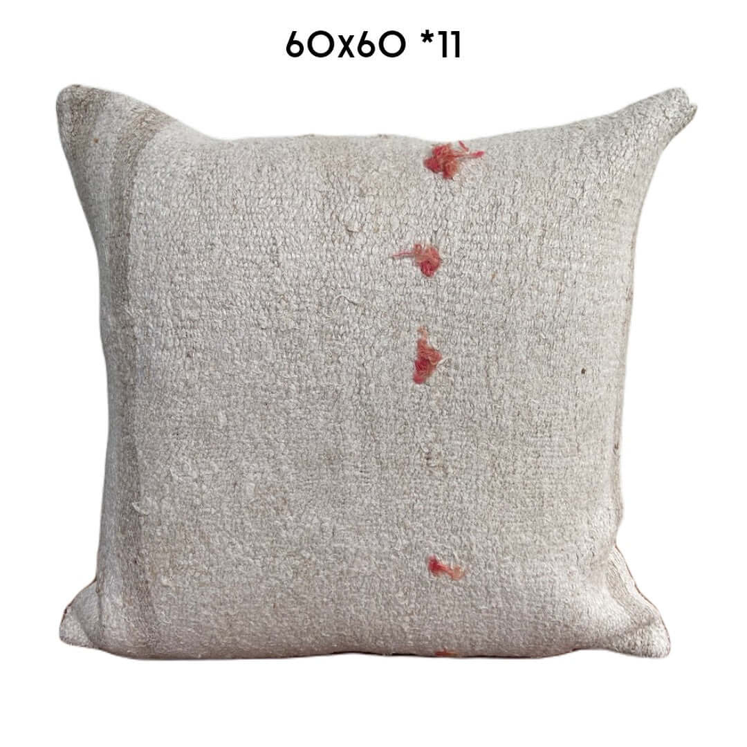 vintage hemp cushion 60x60cm natural unique kilim pillow