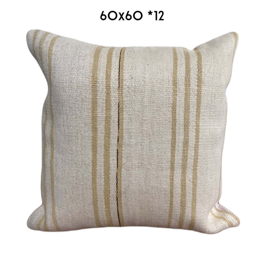 vintage hemp cushion 60x60cm brown stripes unique kilim pillow