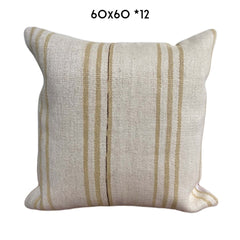 vintage hemp cushion 60x60cm brown stripes unique kilim pillow