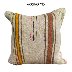 vintage hemp cushion 60x60cm natural unique kilim pillow