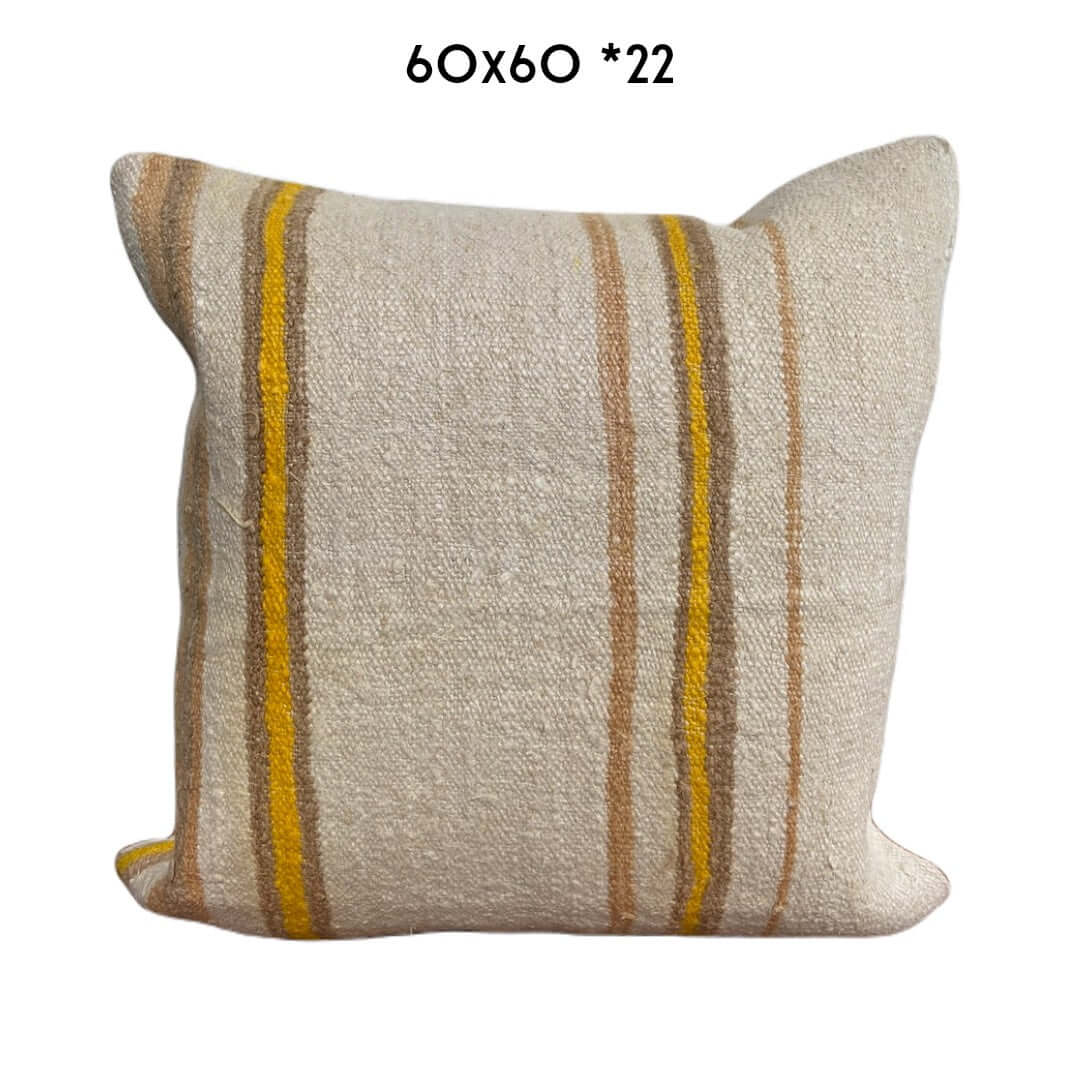 vintage hemp cushion 60x60cm natural unique kilim pillow Nadia Dafri