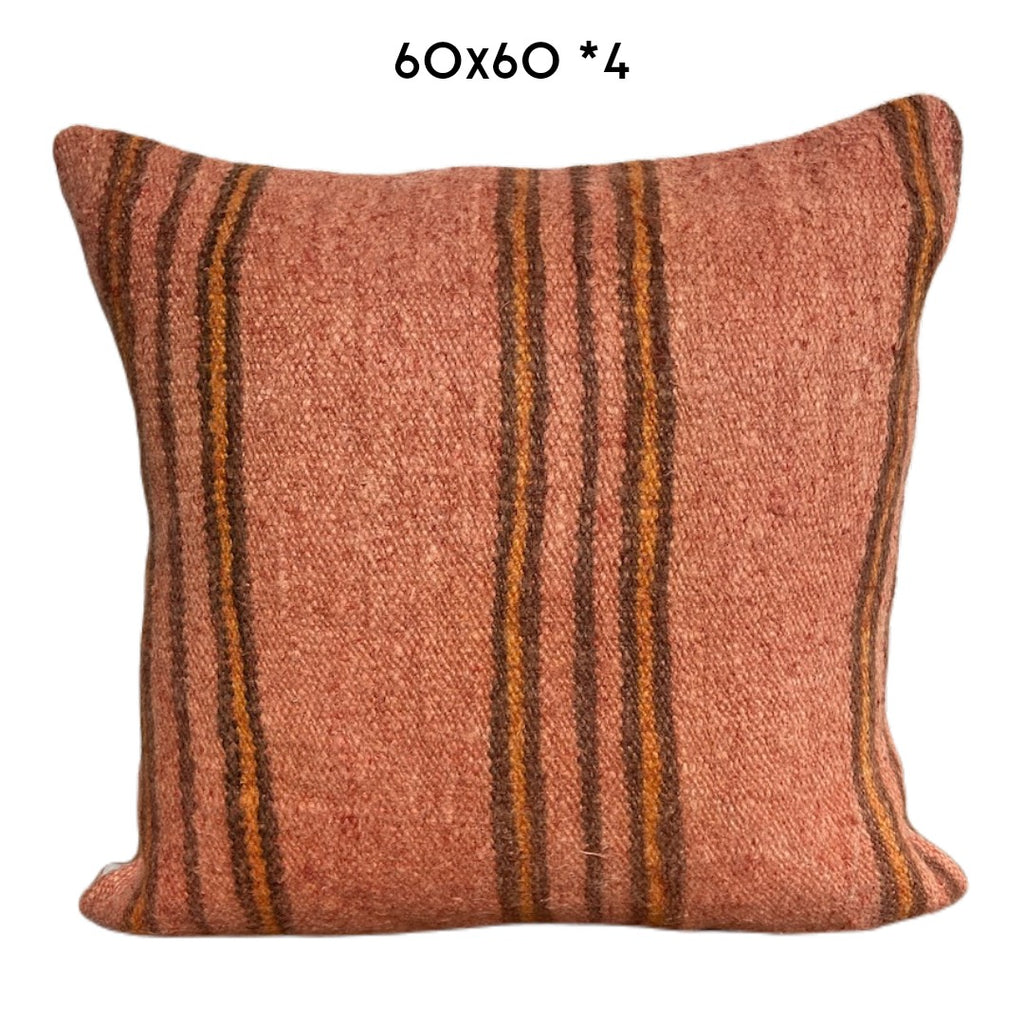 vintage hemp cushion 60x60cm pink stripes unique kilim pillow