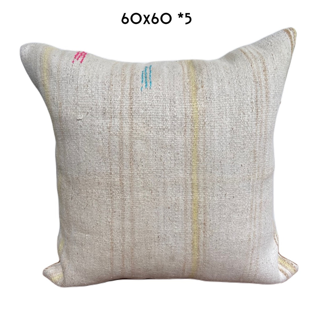 vintage hemp cushion 60x60cm soft tones unique kilim pillow