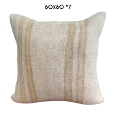 vintage hemp cushion 60x60cm brown stripes unique kilim pillow