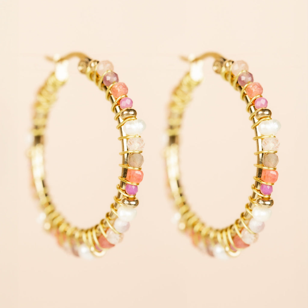 Hoop Earrings Ø30mm Rhodochro Mix
