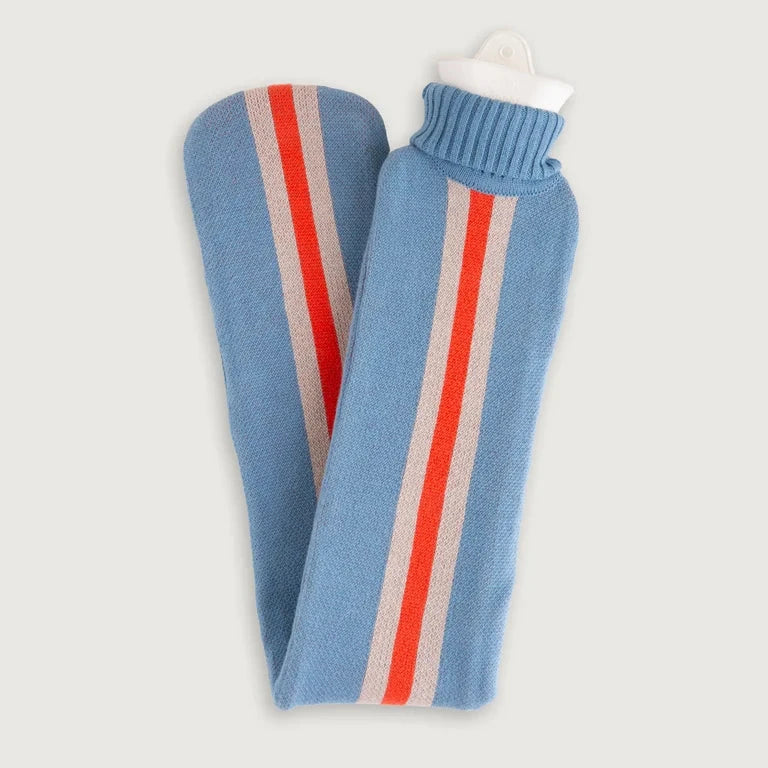 hot water bottle XL with vertical stripes in red and beige by SUITE702