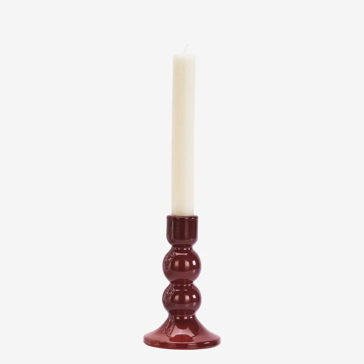 Madam Stoltz glass candle holder maroon