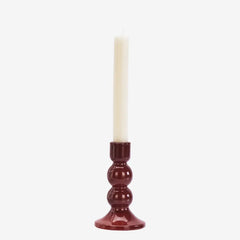 Madam Stoltz glass candle holder maroon