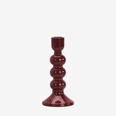 Glass Candle Holder 3 Bubbles Honey or Maroon