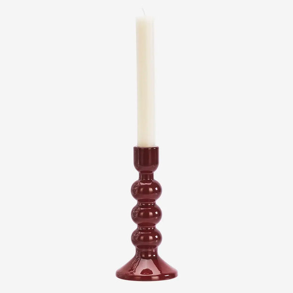 Glass Candle Holder 3 Bubbles Honey or Maroon