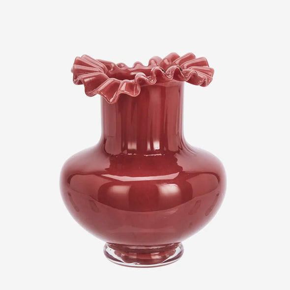Red vase with ruffled top Madam Stoltz