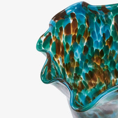 Glass vase with a textured surface in blue and brown Madam Stoltz