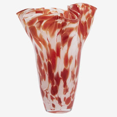 Glass vase with red and white marbled pattern Madam Stoltz