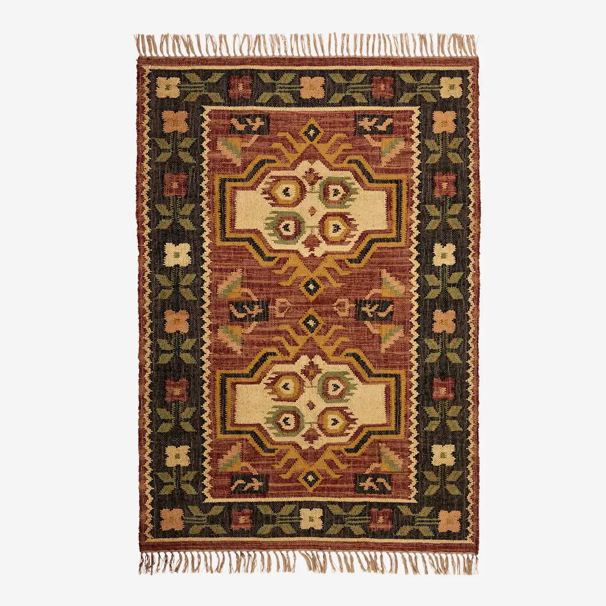 Madam Stoltz handwoven jute rug kelim style