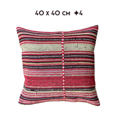 old kilim pillow Turkey vintage kelim cushion kussen Turkey red stripes Nadia Dafri wool cotton 40 x 40 cm]