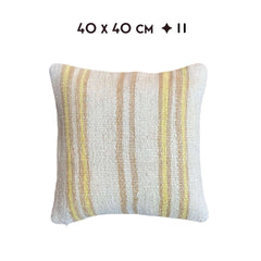 Nadia Dafri vintage hemp cushion kilim Turkey handmade eco organic cotton yellow stripes