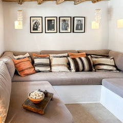 Kilim cushions stripes handmade Turkey seating area