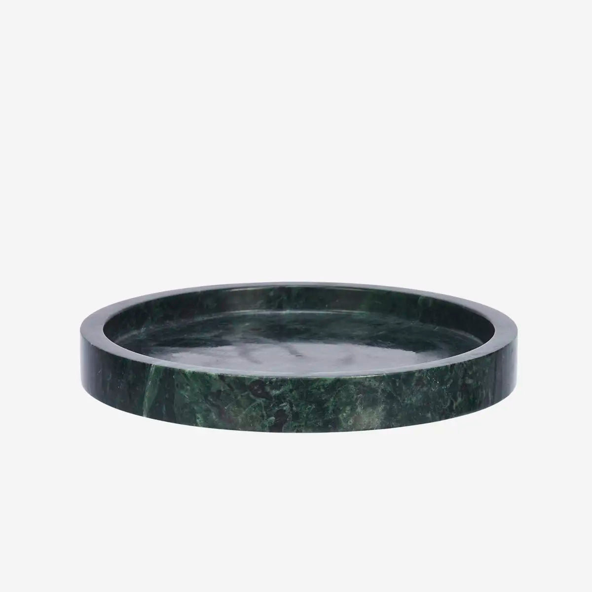 round marble storage tray green