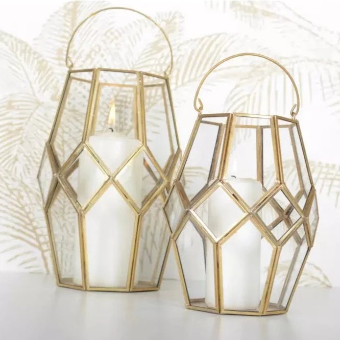 glass brass lantern M gold lantaarn metaal goud glas