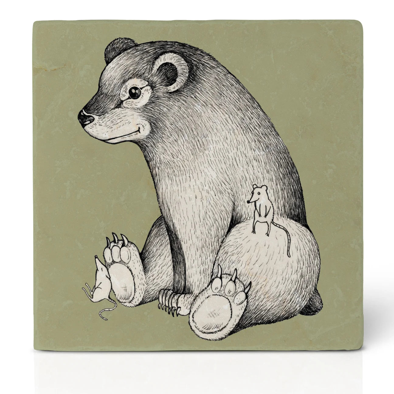 Tile Coaster Ligarti Bear by the Campfire
