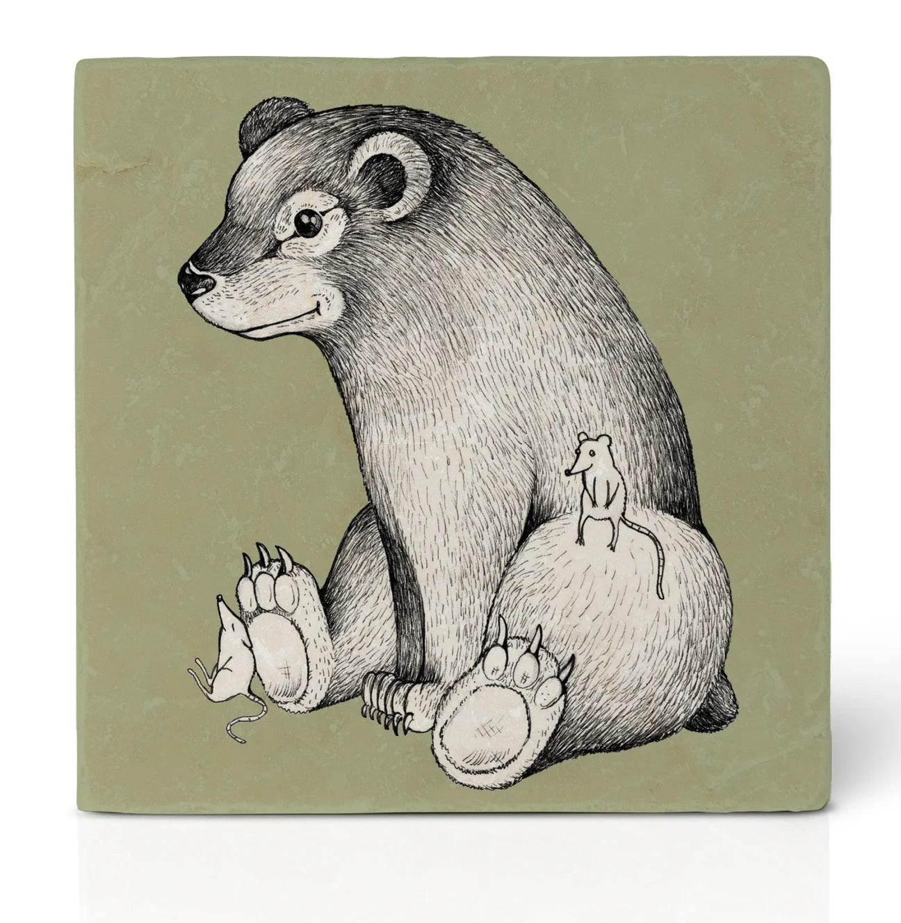Tile Coaster Ligarti Bear by the Campfire