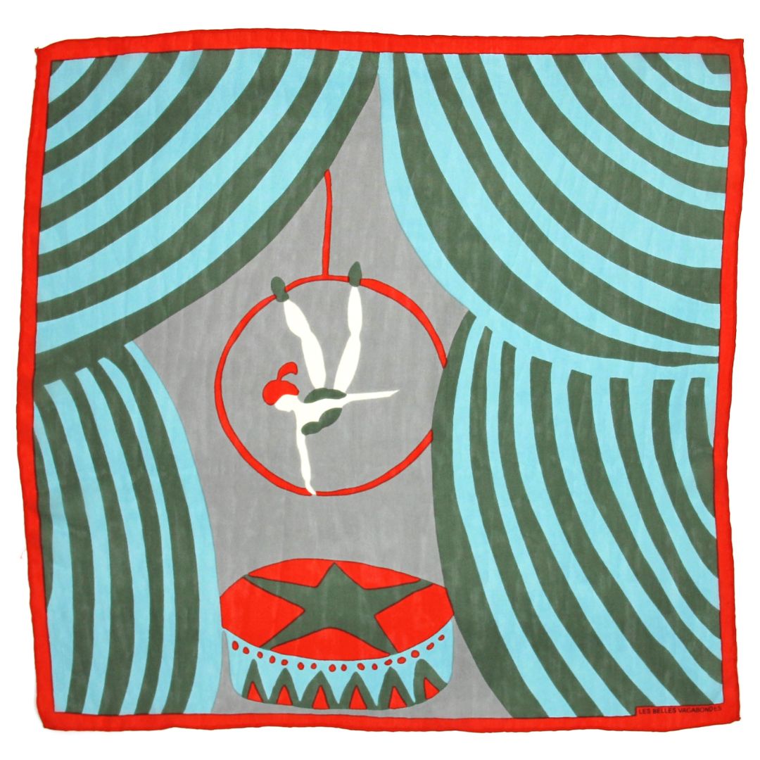 Les Belles Vagabondes Silk Scarf Mini Luna Park Kaki