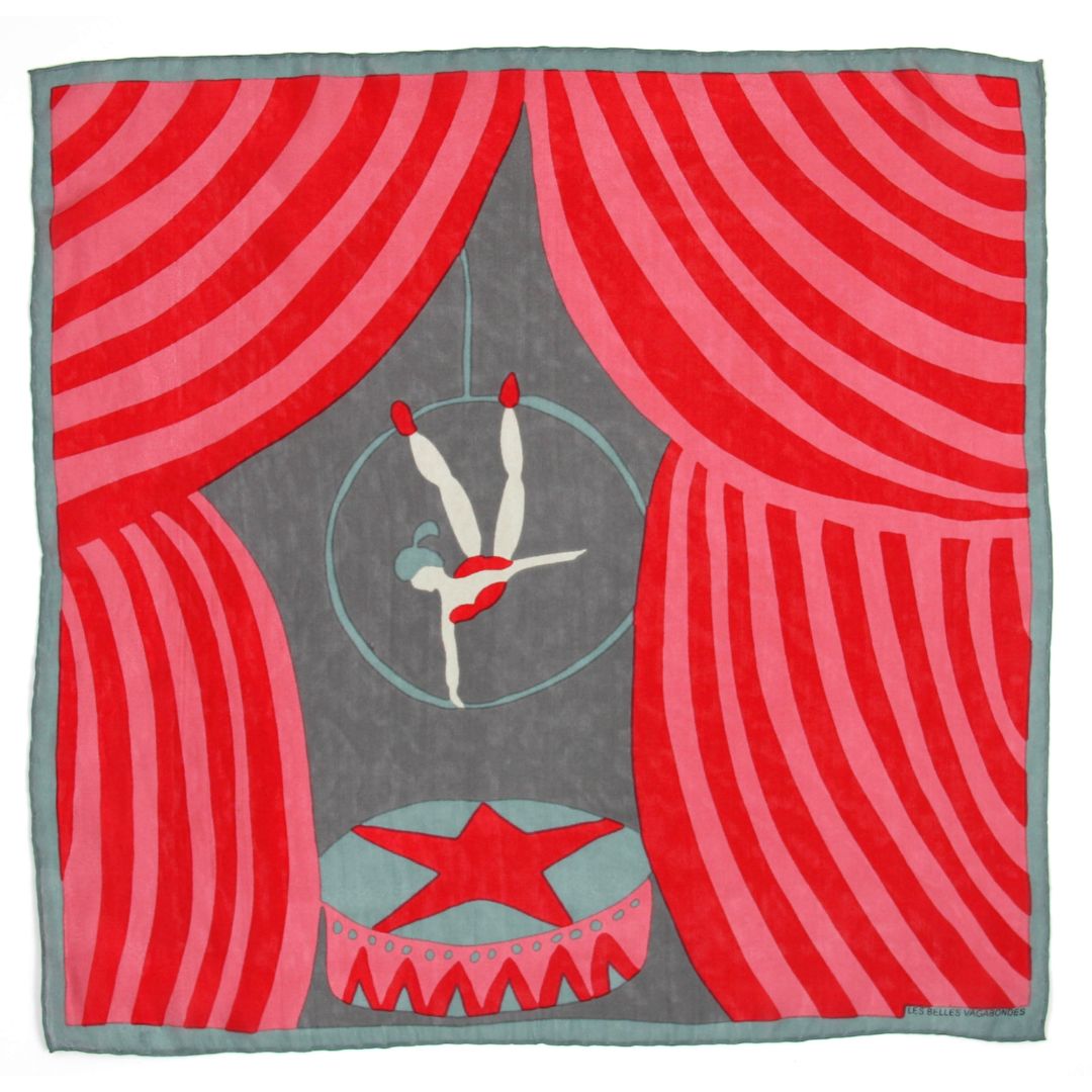 Les Belles Vagabondes Silk Scarf Mini Luna Park Red 