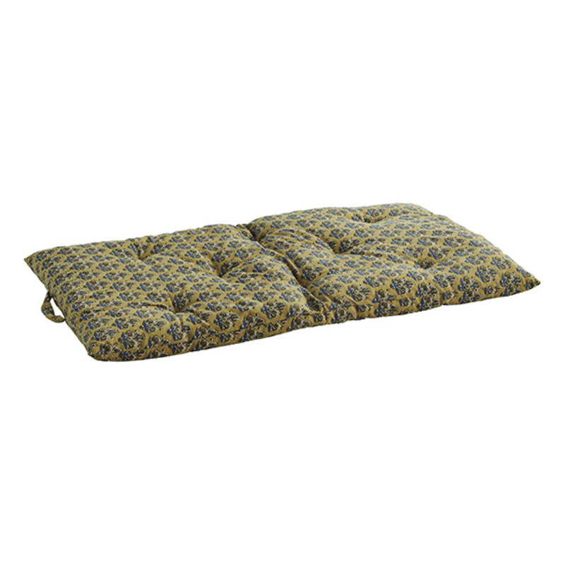 Madam Stoltz matraskussen mosterd print blokdruk outdoor mattress cushion 80x100