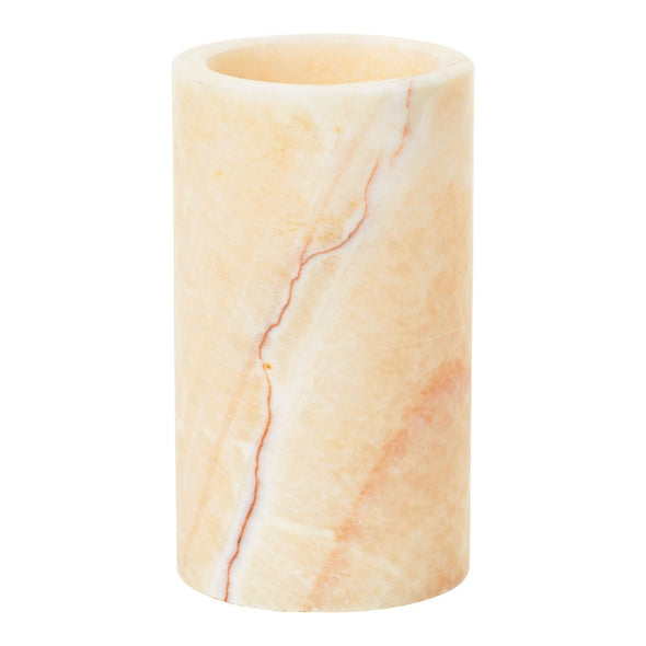 Marble-patterned cylindrical candle holder alabaast