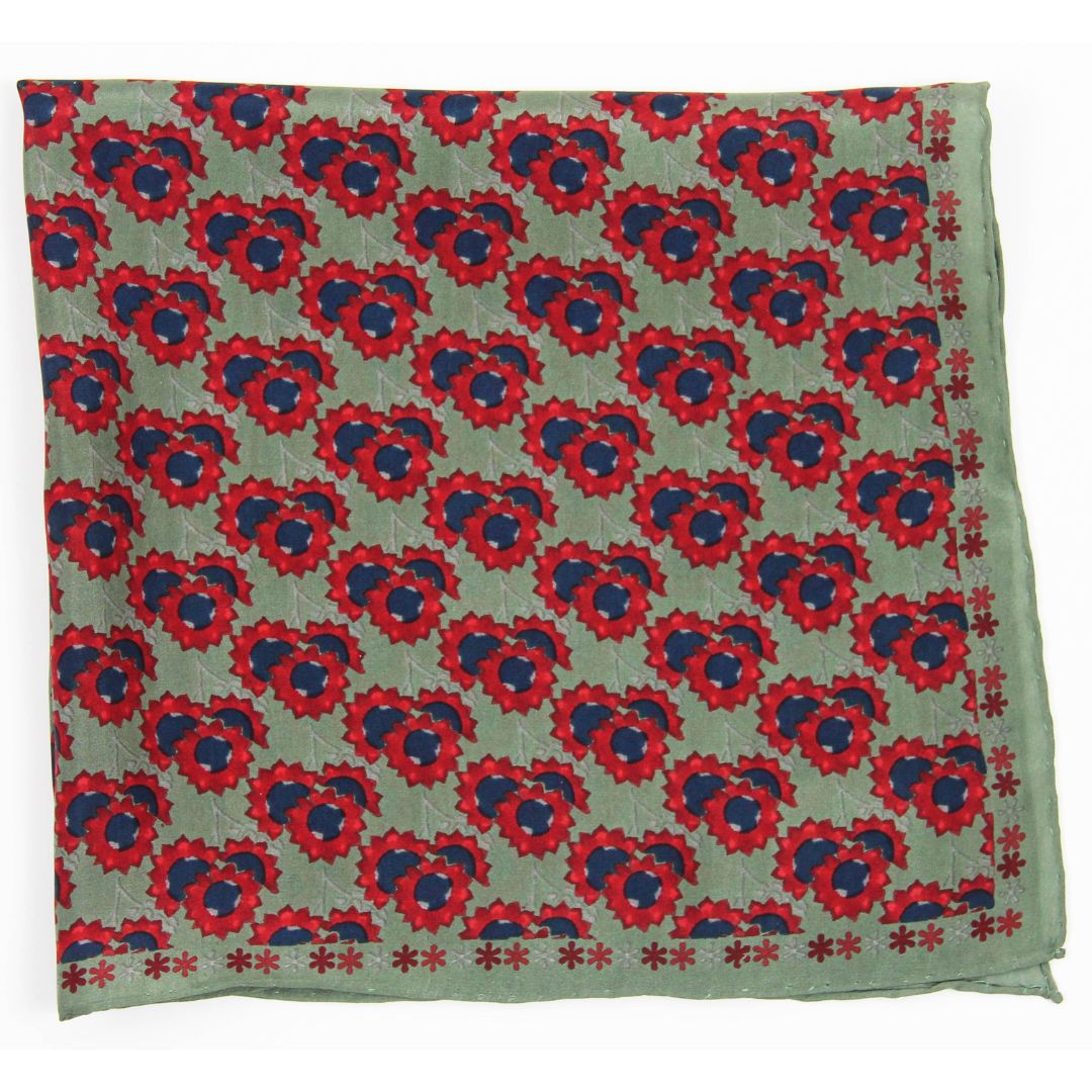 Les Belles Vagabondes Silk Scarf Tournesol Kaki Folded