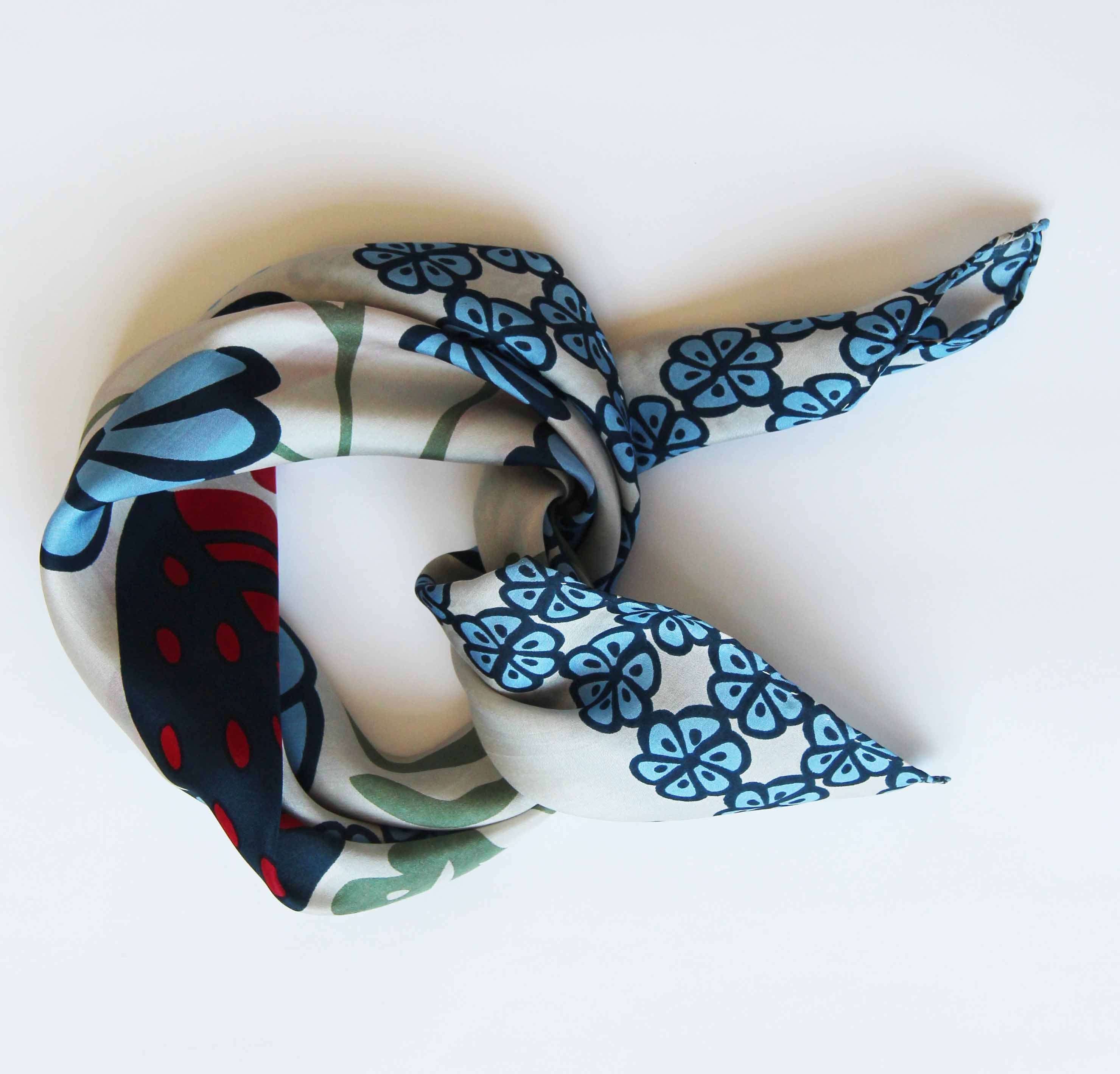 Les Belles Vagabondes Mini Alice Blue Silk Scarf Knot