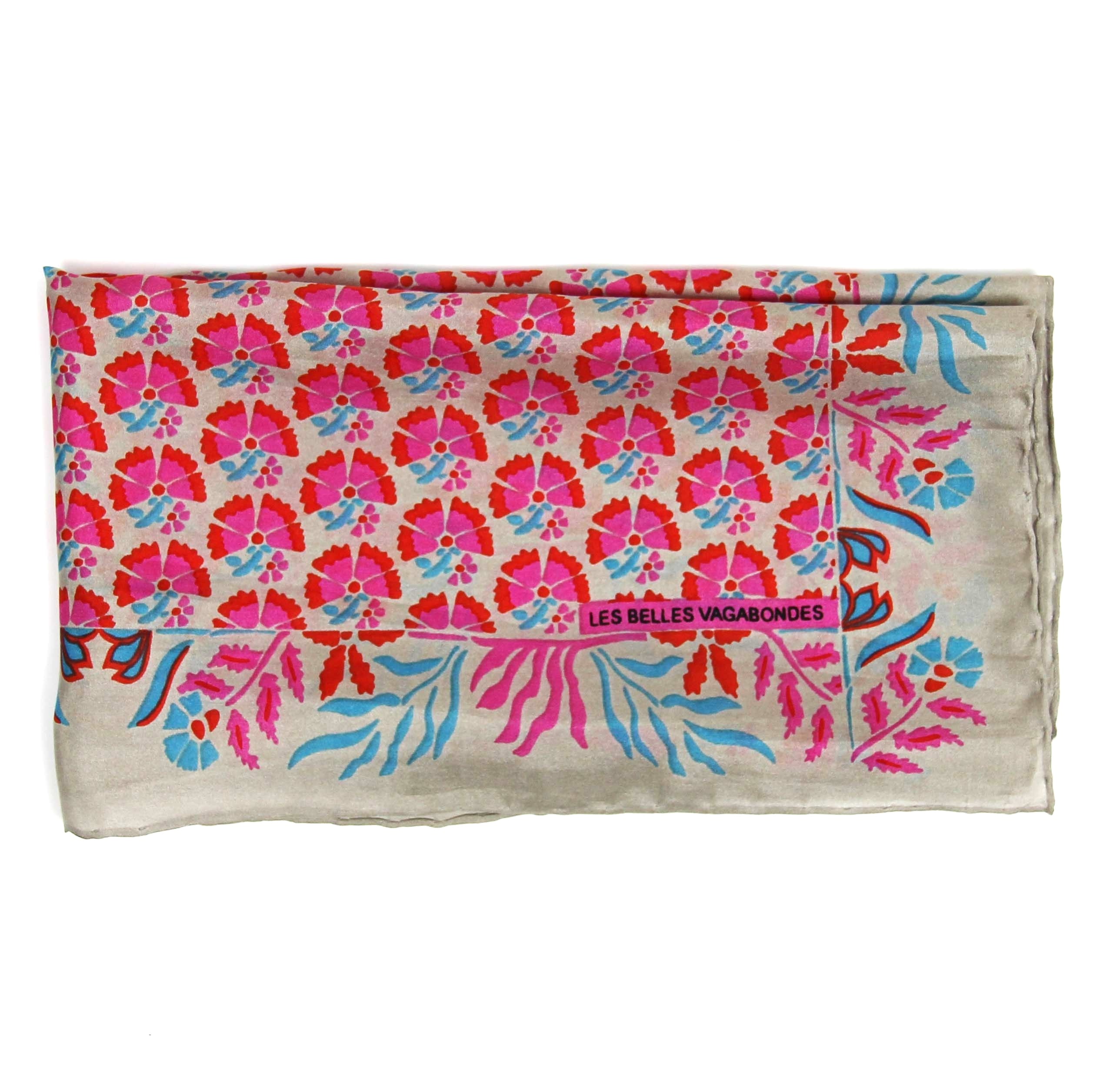 Les Belles Vagabondes Mini Augustine Pink Silk Scarf