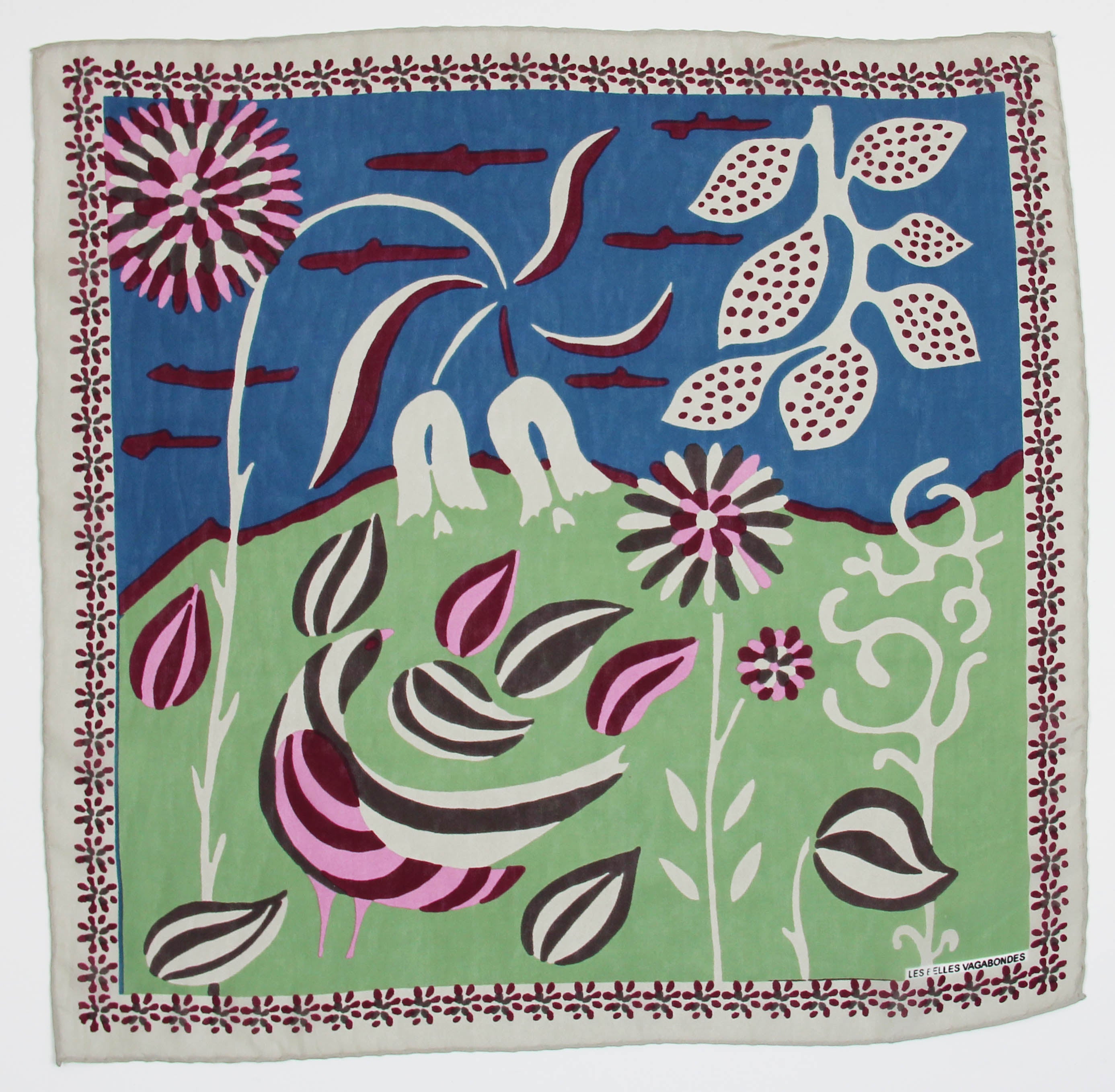 Les Belles Vagabondes Silk Scarf Mini Birdy Beige