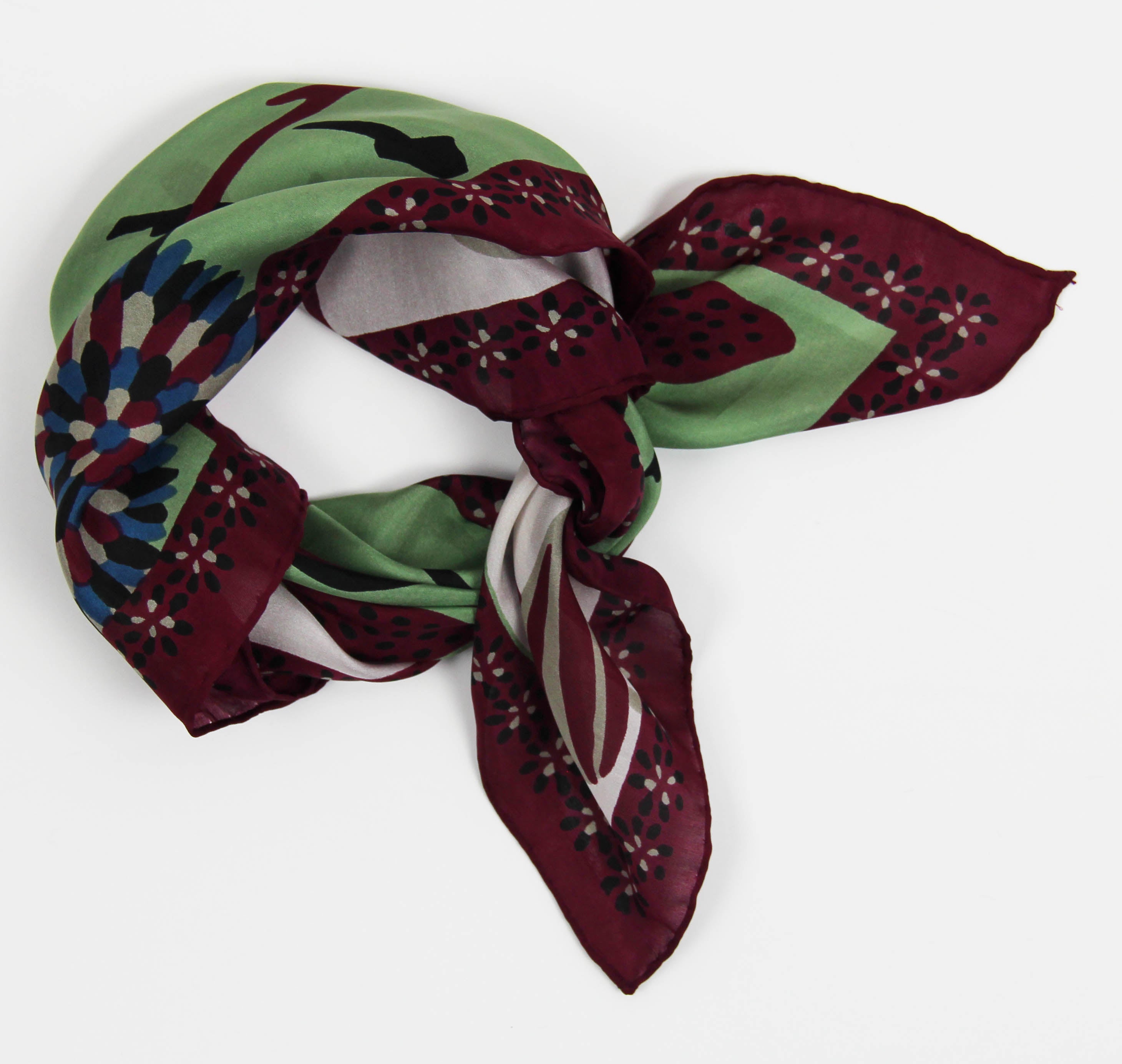 Les Belles Vagabondes Silk Scarf Mini Birdy Bordeaux Knot