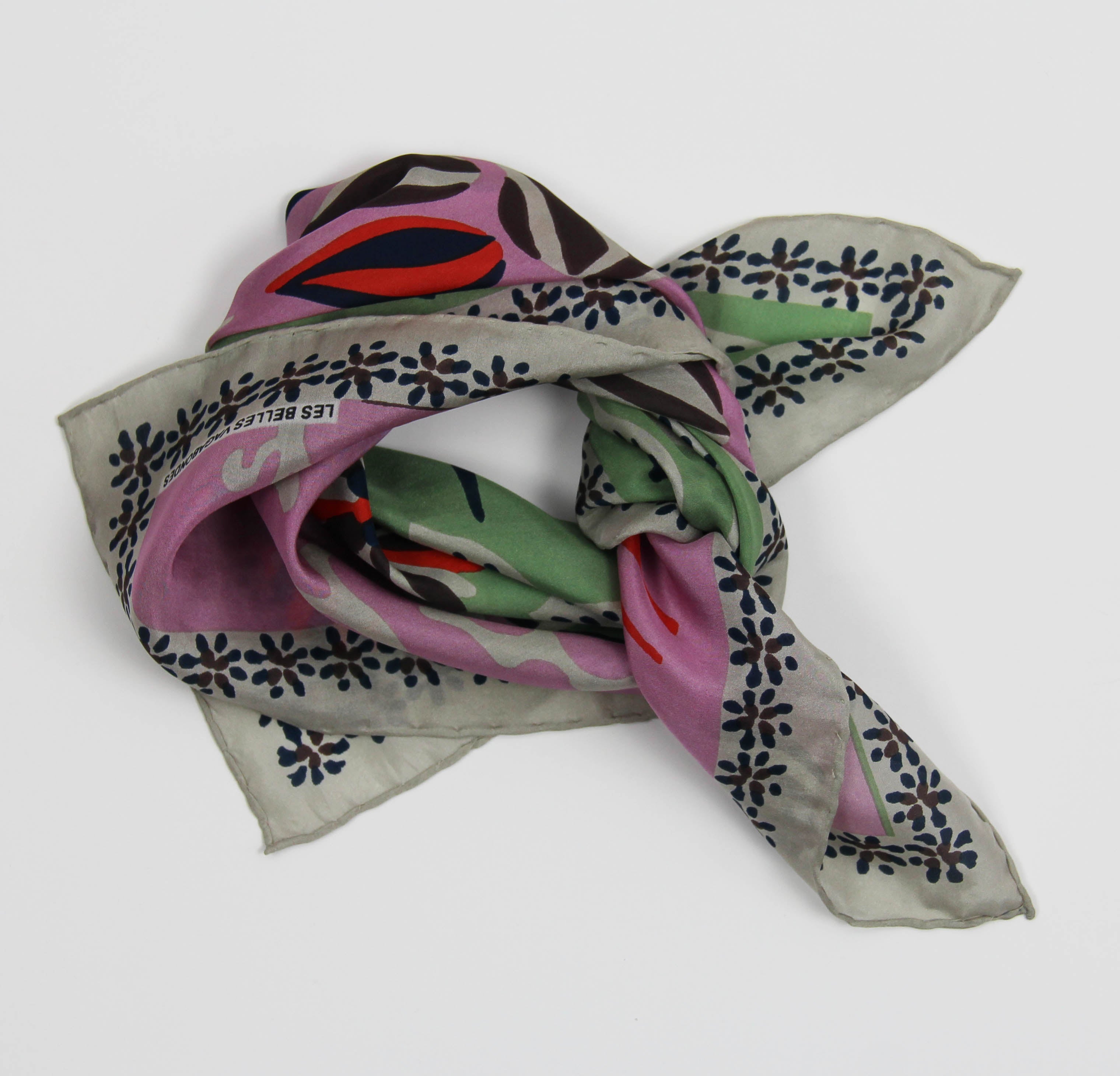 Les Belles Vagabondes Silk Scarf Mini Birdy Brown Knot