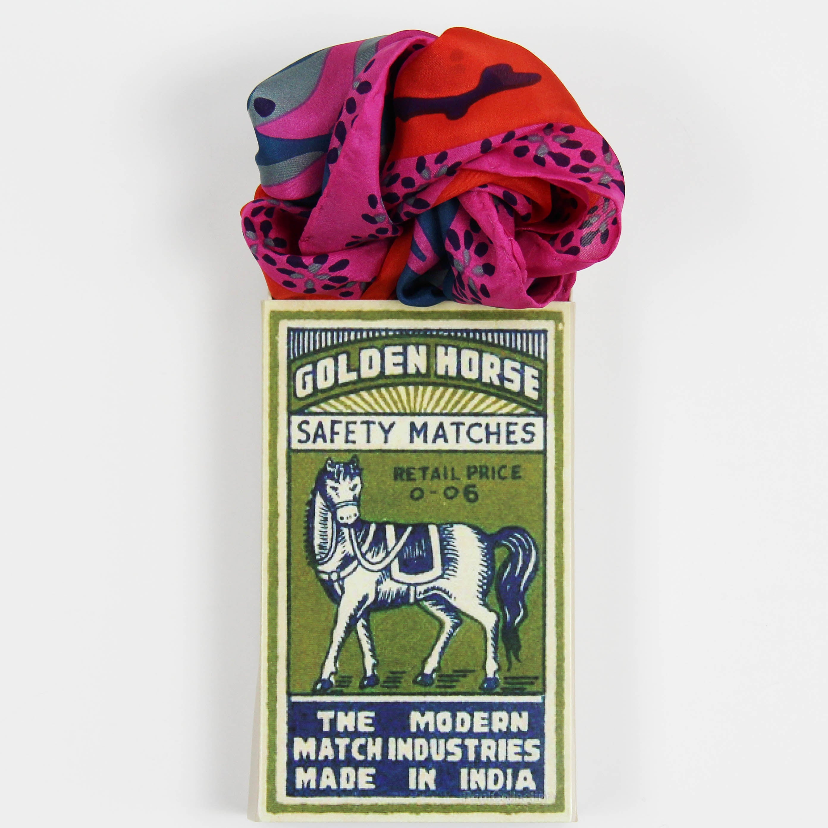 Les Belles Vagabondes Silk Scarf Mini Birdy Fuchsia Gift Box