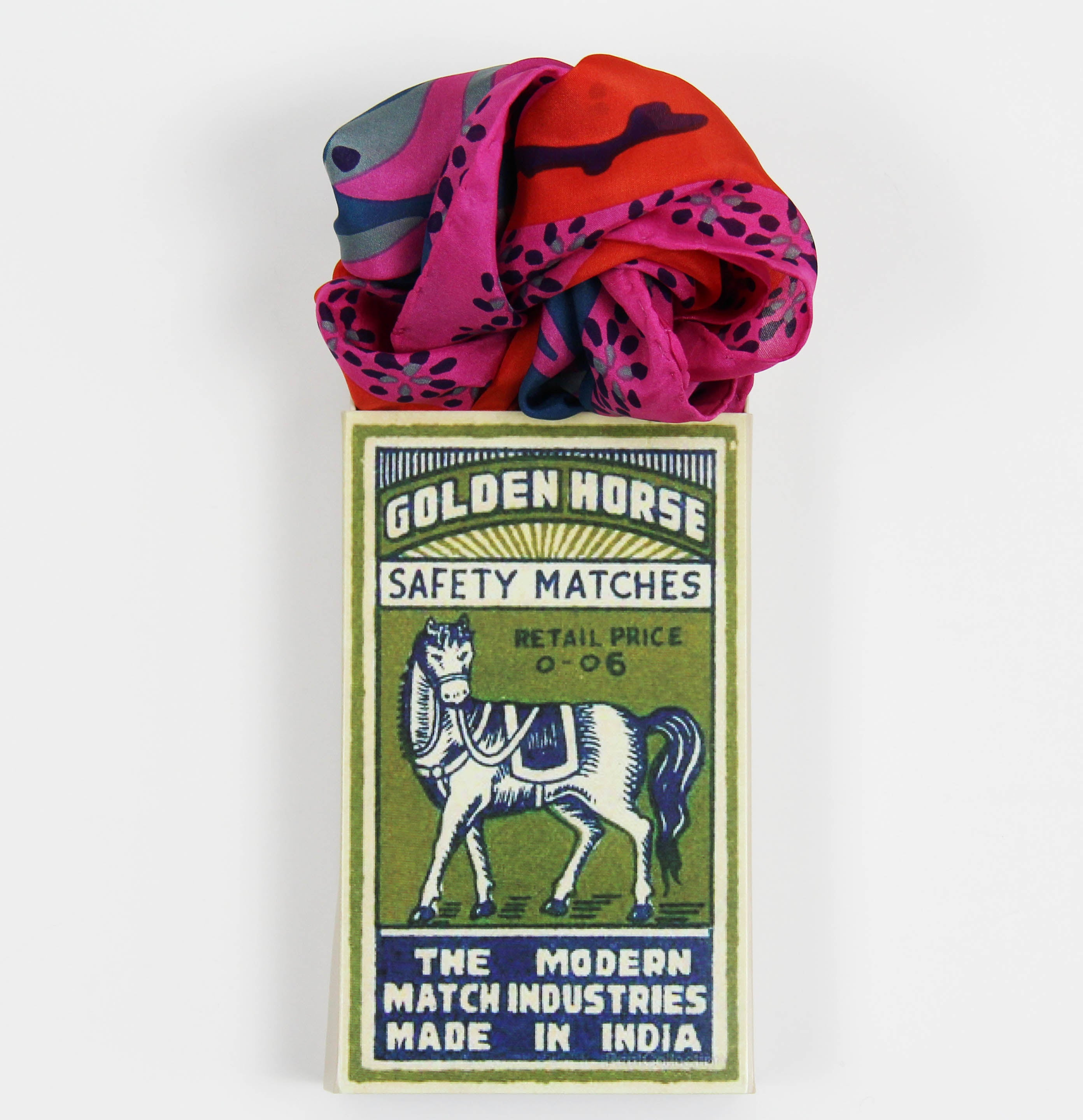 Les Belles Vagabondes Silk Scarf Mini Birdy Fuchsia Gift Box