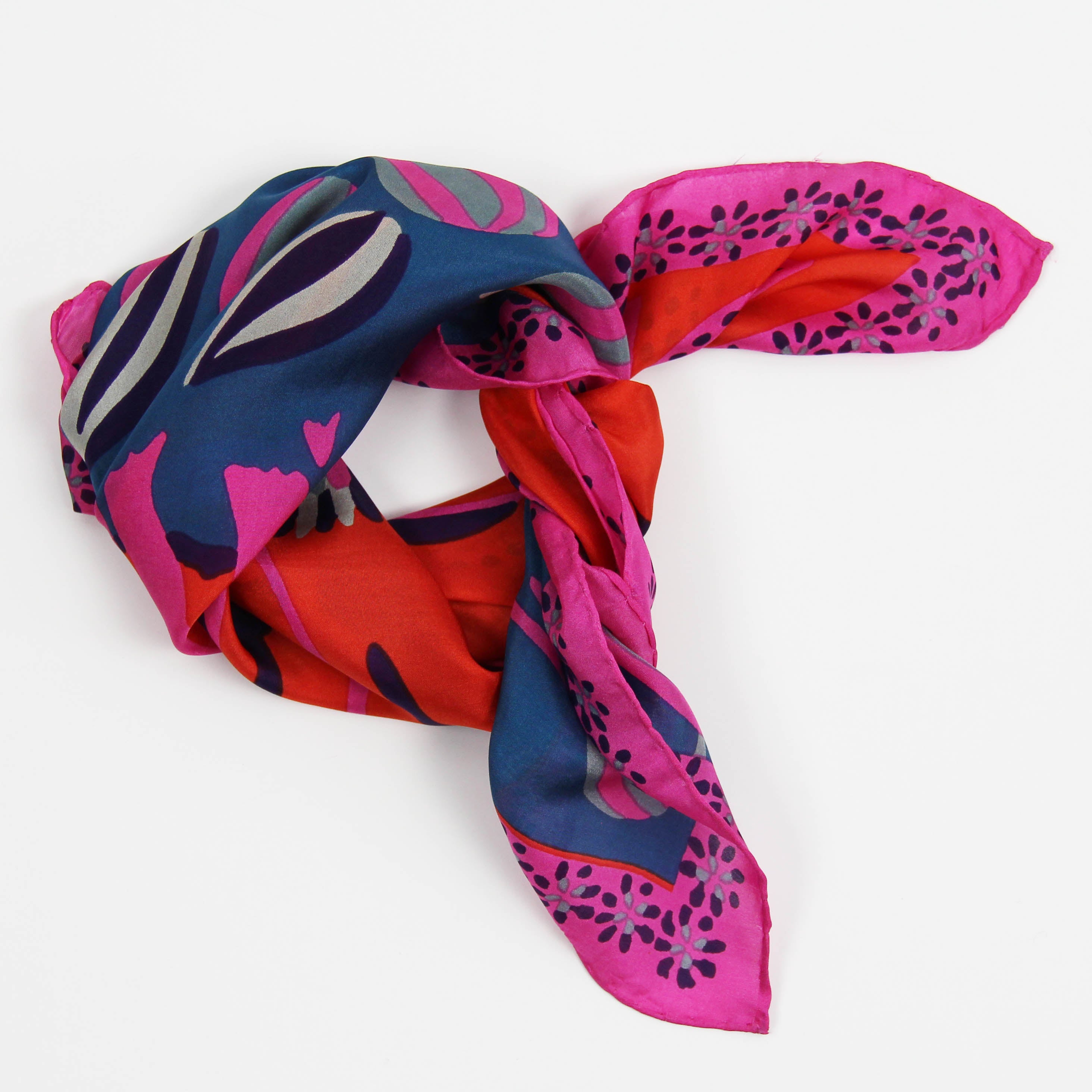 Les Belles Vagabondes Silk Scarf Mini Birdy Fuchsia Knot