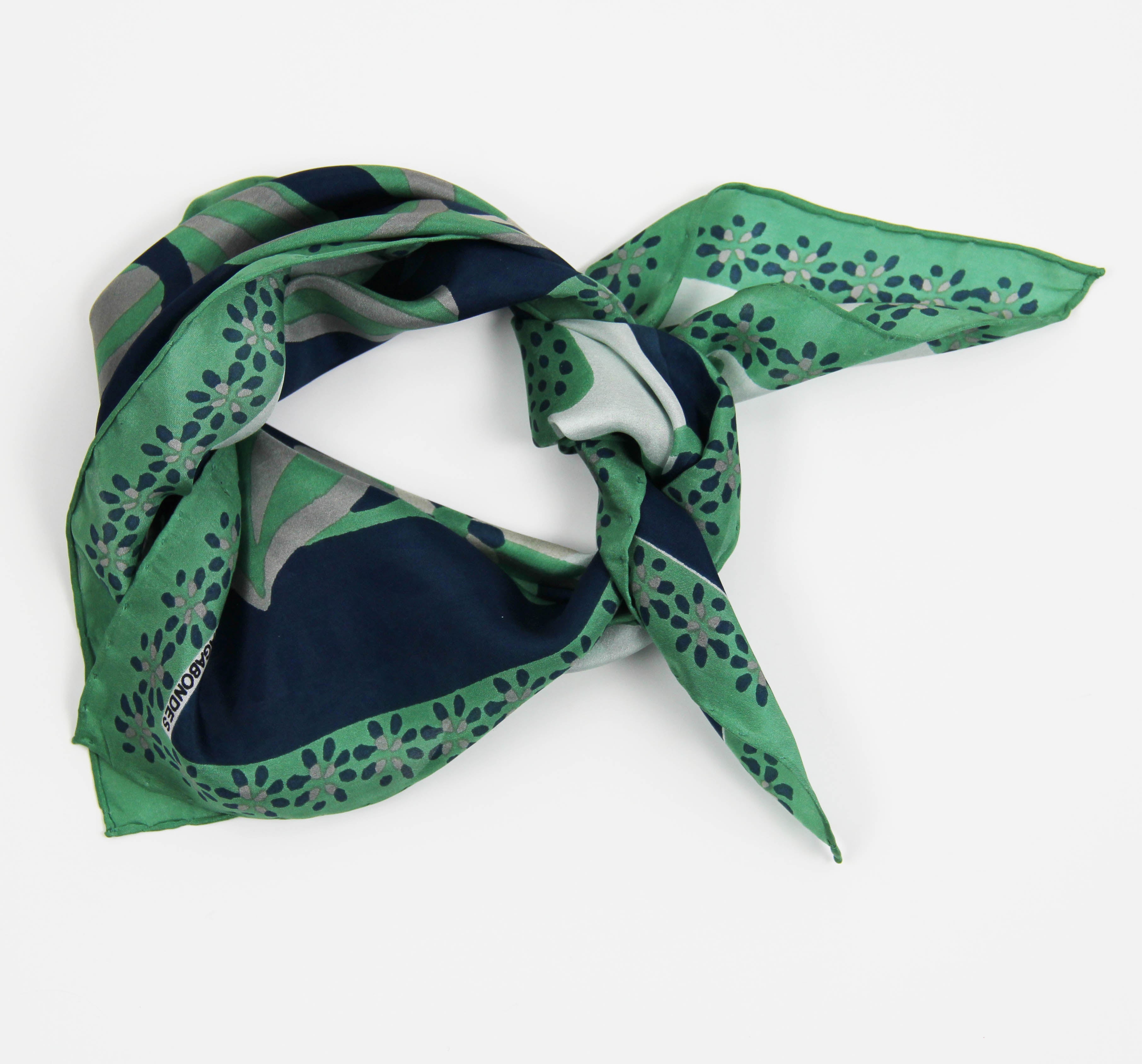 Les Belles Vagabondes Silk Scarf Mini Birdy Green Knot
