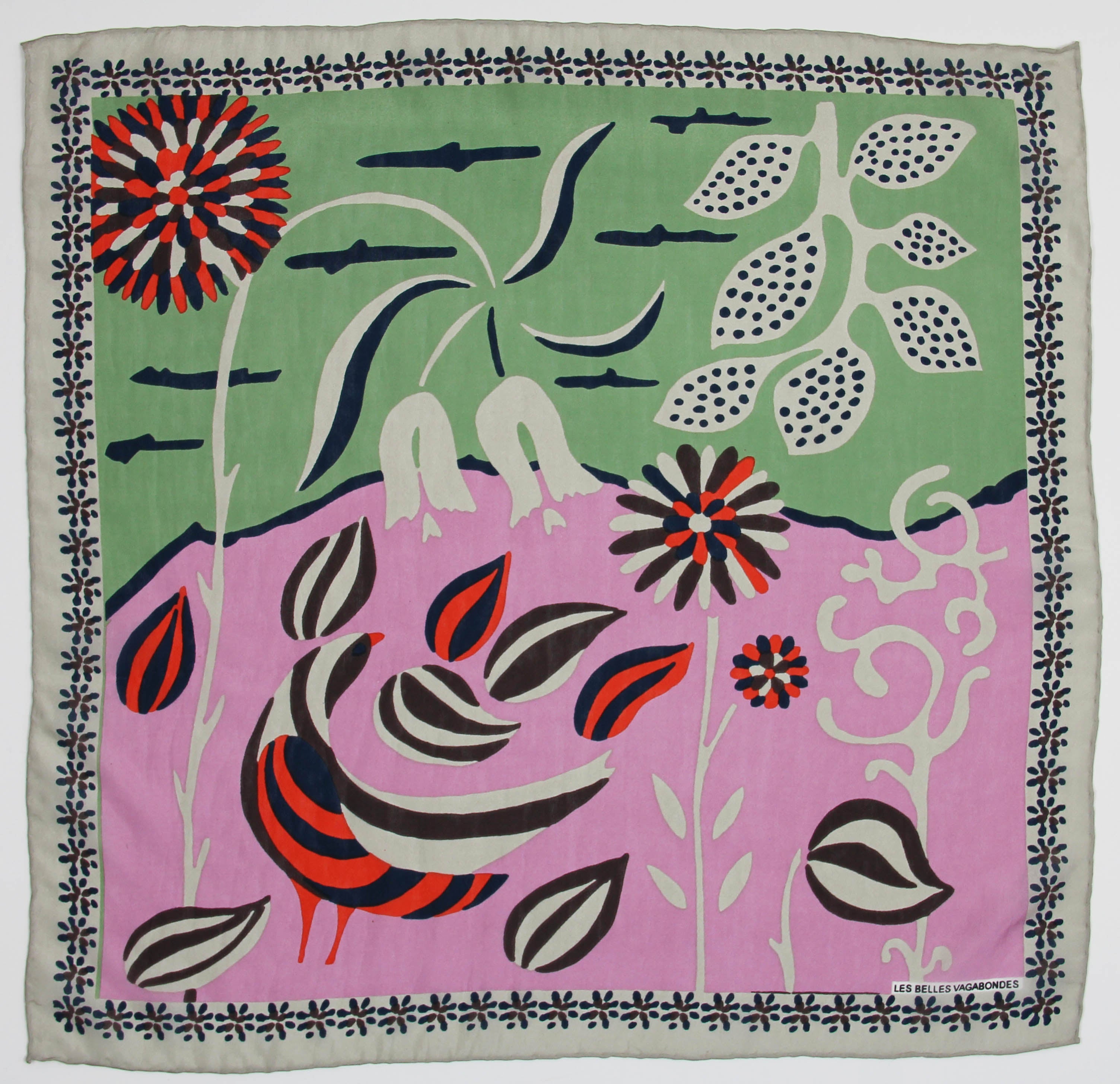 Les Belles Vagabondes Silk Scarf Mini Birdy Marron