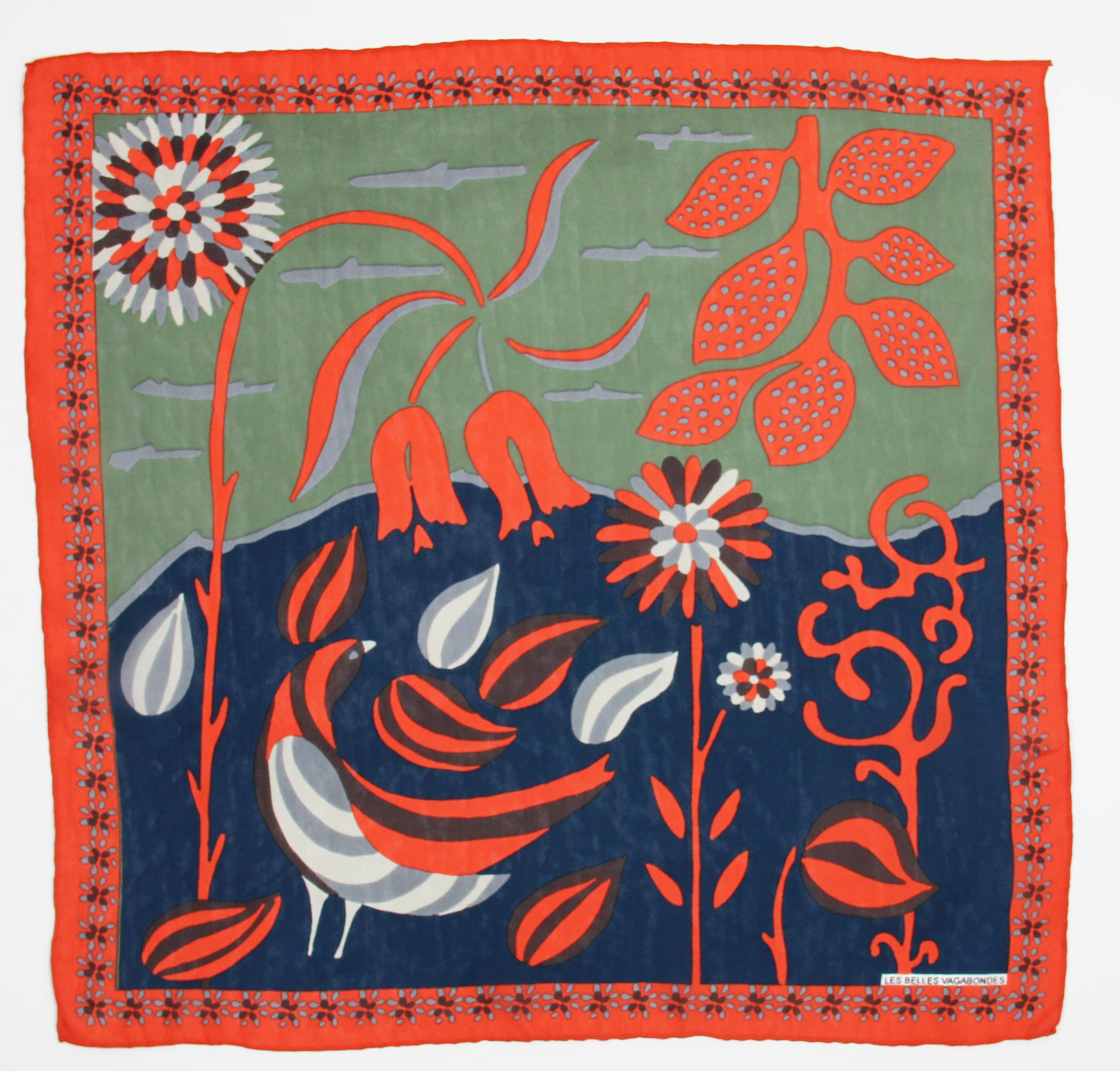 Les Belles Vagabondes Silk Scarf Mini Birdy Orange