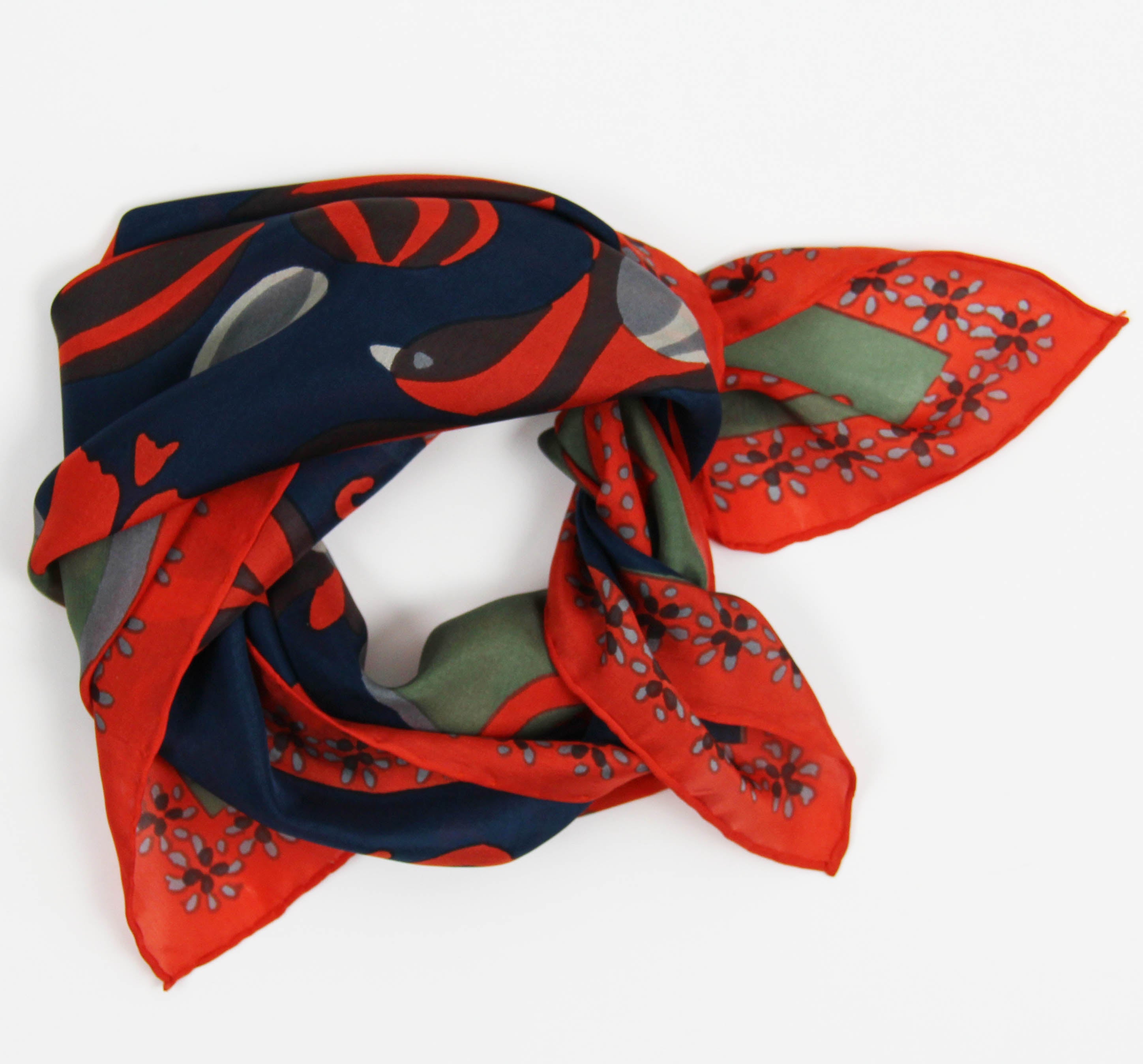 Les Belles Vagabondes Silk Scarf Mini Birdy Orange Knot